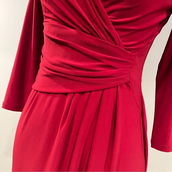 Chaps faux wrap long sleeves knee formal mini dress size small - Picture 3 of 13